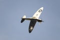 WWII Battle of Britain era Spitfire fighter plane with black & white underside recognition markings Royalty Free Stock Photo