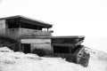 WWII bunker, Gunnery observation in Black and white