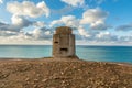 WWII concrete nazi naval tower on the seashore, Saint Quen, bailiwick of Jersey, Channel Islands Royalty Free Stock Photo