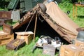WWII Tent and ammo boxes Royalty Free Stock Photo