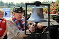 WWII veteran helping ring the bell to start the race,Saratoga Race Track,New York,2015