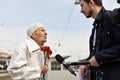 WWII veteran is interviewed by press