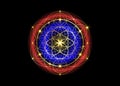 Seed of life symbol Sacred Geometry. Geometric mystic mandala of alchemy esoteric Flower of Life. Gold luxury design, vector sign Royalty Free Stock Photo