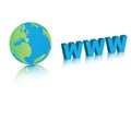 Earth globe with www text, world wide web concept Royalty Free Stock Photo