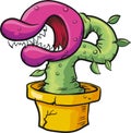 Cartoon monster plant with big teeth