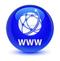 WWW (global network icon) glassy blue round button Royalty Free Stock Photo