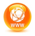 WWW (global network icon) glassy orange round button