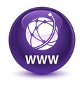 WWW (global network icon) glassy purple round button Royalty Free Stock Photo