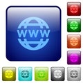 WWW globe color square buttons Royalty Free Stock Photo