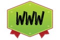 WWW on green badge with red ribbons Royalty Free Stock Photo