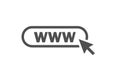 Www icon. Web site icon. Www icon with hand cursor in flat style Royalty Free Stock Photo