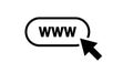 Www icon. Web site icon. Www icon with hand cursor in flat style Royalty Free Stock Photo