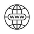 Www icon. Web site icon. Www icon with hand cursor in flat styleInternet http address icon isolated. Royalty Free Stock Photo