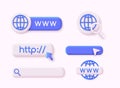Www icons collection. Internet icon. Www search bar icon. Address and navigation bar icon. 3D Web Vector Illustrations Royalty Free Stock Photo