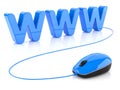 WWW letters and computing mouse. 3D Royalty Free Stock Photo