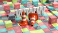 WWW letters, traffic cones and cubes Royalty Free Stock Photo