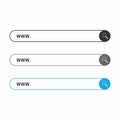 WWW Search Bar. Set of search bar boxes for internet design