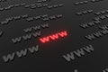 WWW symbols sign on black background 3d render. Hypertext transfer protocol secure web 3 Royalty Free Stock Photo