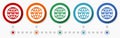 Www, web concept vector icon set, infographic template, flat design colorful web buttons in 5 color options Royalty Free Stock Photo