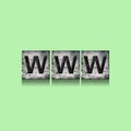 WWW, word on an alphabet on stone blocks, isolated on green background Royalty Free Stock Photo