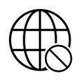 WWW world wide web site symbol, Internet map icon, website address globe, flat outline sign Royalty Free Stock Photo