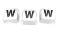 WWW written in black on white computer keys. 3d illustration. Isolated background Royalty Free Stock Photo