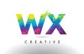 WX W X Colorful Letter Origami Triangles Design Vector.