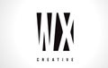 WX W X White Letter Logo Design with Black Square.