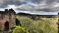 The Wye Valley Area of Outstanding Natural Beauty (AONB) with the Goodrich Castle in the foreground