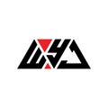 WYJ triangle letter logo design with triangle shape. WYJ triangle logo design monogram. WYJ triangle vector logo template with red Royalty Free Stock Photo