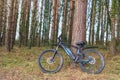 Wylam, Northumberland England: Feb 2022: Ebiking e-bike in north east on a sunny winter day. E-mountain bike parked