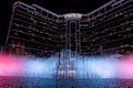 Wynn palace macau, nightitme fountain, water feature with large water jets