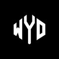 WYO letter logo design with polygon shape. WYO polygon and cube shape logo design. WYO hexagon vector logo template white and Royalty Free Stock Photo