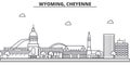 Wyoming, Cheyenne architecture line skyline illustration. Linear vector cityscape with famous landmarks, city sights