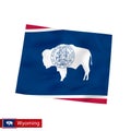 Wyoming state map with waving flag of US State. Royalty Free Stock Photo