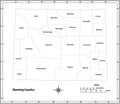 Wyoming state outline administrative and political map in black and white