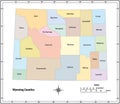 Wyoming state outline administrative and political map in color