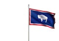 Wyoming state of United States isolated white background flag waving realistic 3d illustration Royalty Free Stock Photo