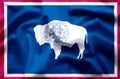 Wyoming colorful waving and closeup flag illustration Royalty Free Stock Photo