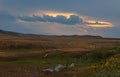 Wyoming Sunset Over Mountains And Wide Open Land
