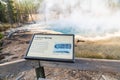 Informational sign for Cistern Spring in Norris Geyser Basin area in Yellowstone National Park