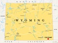 Wyoming, WY, political map, US state, nicknamed Equality State