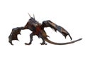 Wyvern or Dragon fantasy creature walking in menacing pose. 3D illustration isolated on white