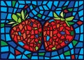 A4_8Strawberry red fruit moses Stained glass illustration Royalty Free Stock Photo