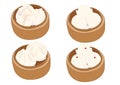 Steamed stuff bun,dim sum in bamboo steamer and chinese cuisine on white background Royalty Free Stock Photo