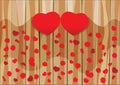 Heart red Rose petals Design and Valentine on wood brown background Royalty Free Stock Photo