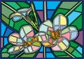 Flower moses stained glass Is a mosaic glass that is used to decorate a picture of a window door