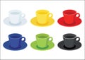 Coffee cup Multi color and Many coffee cups Multi color White yellow red blue green black