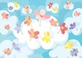 Frower in the cloud sky background and colorful flowers