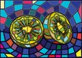 Fruit kiwi and half moses Stained glass illustration Royalty Free Stock Photo